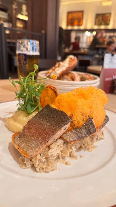 Fried salmon trout fillet