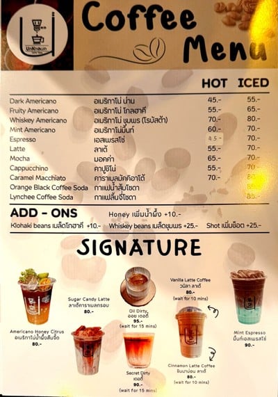 ป้ายราคาหรือสมุดเมนู