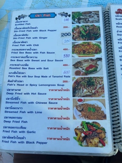 ป้ายราคาหรือสมุดเมนู