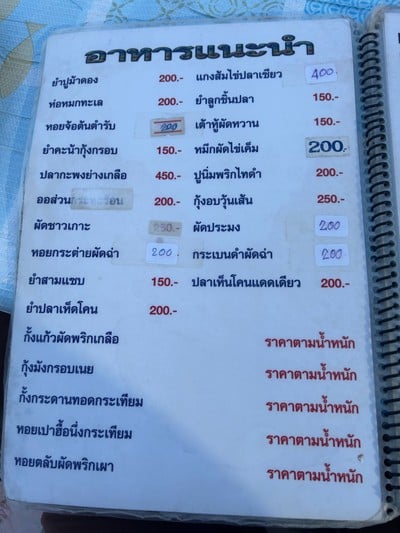 ป้ายราคาหรือสมุดเมนู