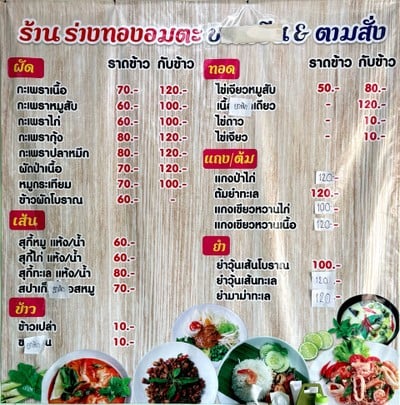 ป้ายราคาหรือสมุดเมนู