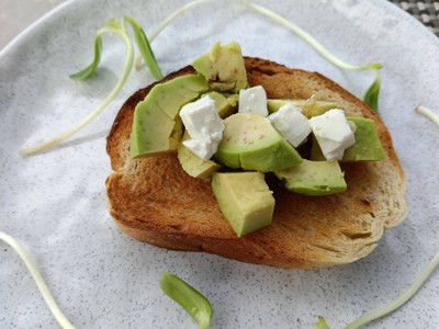Avocado, feta cheese with multigrain abread