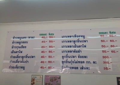 ป้ายราคาหรือสมุดเมนู