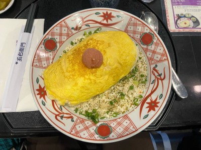 “Omu” Soufflé with Mentaiko Risotto