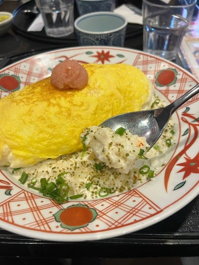 “Omu” Soufflé with Mentaiko Risotto