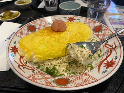 “Omu” Soufflé with Mentaiko Risotto