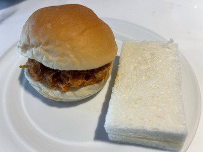 Chicken burger and cheese sandwich