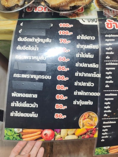ป้ายราคาหรือสมุดเมนู