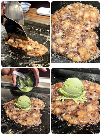 โมจิถั่วแดงบนเตาเหล็ก