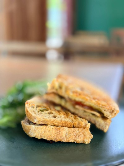 Grilled pesto mushroom