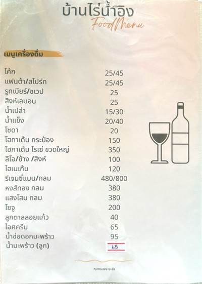 ป้ายราคาหรือสมุดเมนู
