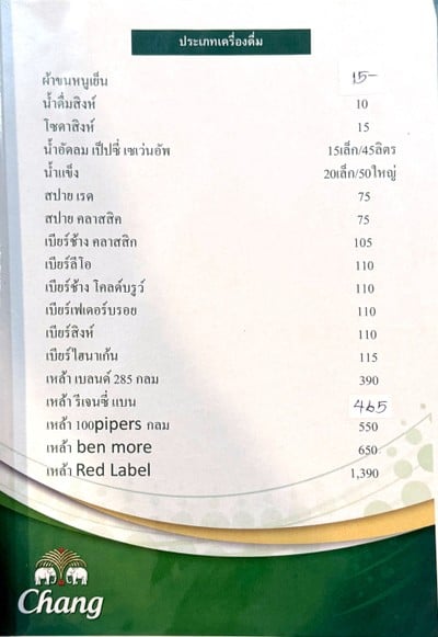 ป้ายราคาหรือสมุดเมนู