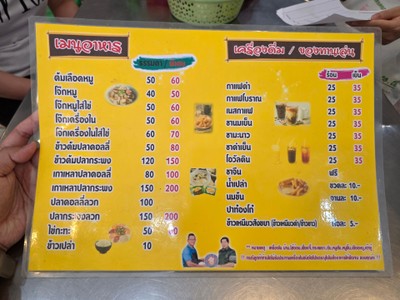 ป้ายราคาหรือสมุดเมนู
