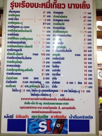 ป้ายราคาหรือสมุดเมนู