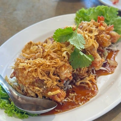 กุ้งทอดราดซอสมะขาม