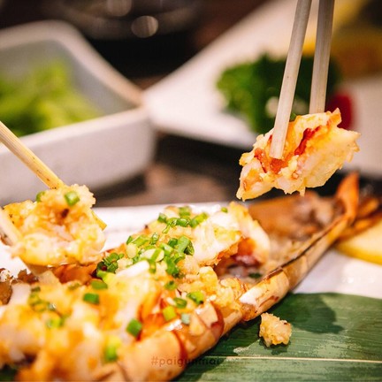 กุ้งลายเสือผัดเนยกระเทียม เนื้อกุ้งแน่นๆ 