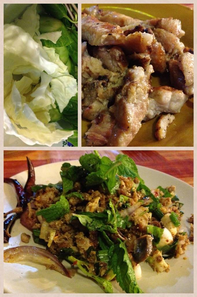 ลาบเป็ดคั่ว +  หมูย่าง