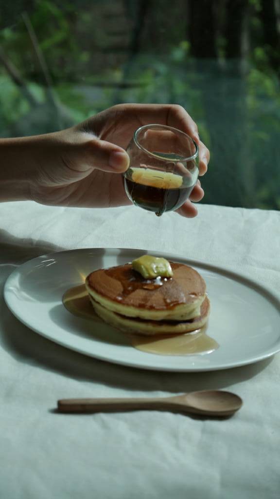 Little Classic Pancake With Maple Syrup Or Homemade Honey