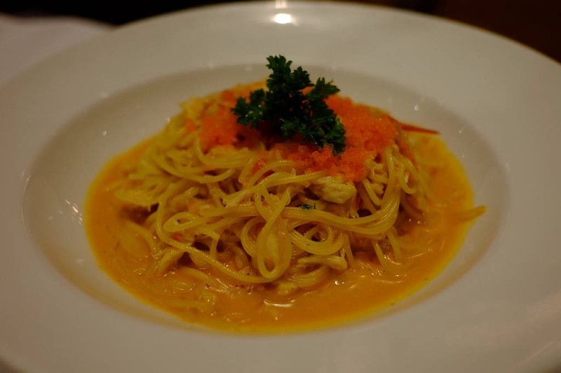 Spaghetti with Crab Meat in Prawn Cream Sauce