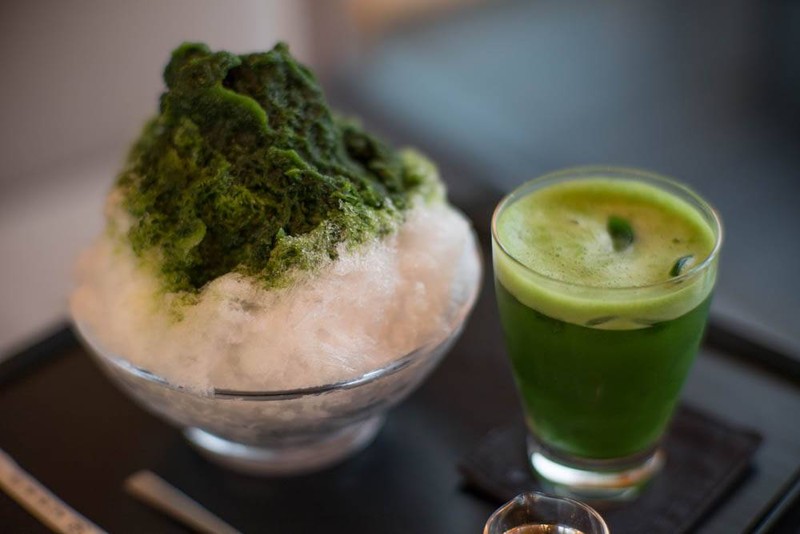 Matcha Kakigori with Iced Matcha
