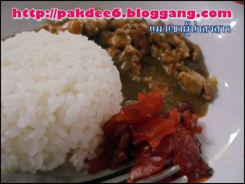 เรียกน้ำย่อยแล้ว ตามด้วยอาหารจานหลัก ข้าวแกงกะหรี่ไก่