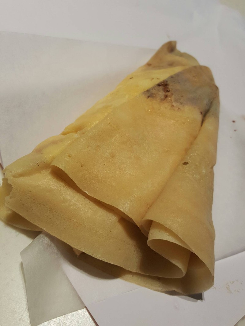 banana with custard, chocolate sac and strawberry