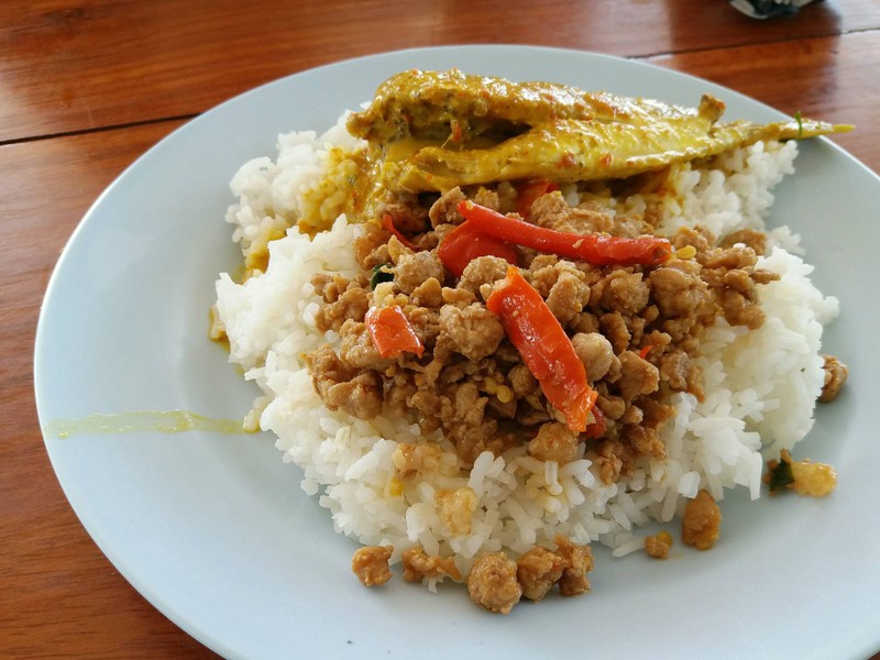 กะเพราหมูสับ ไร้ใบ
