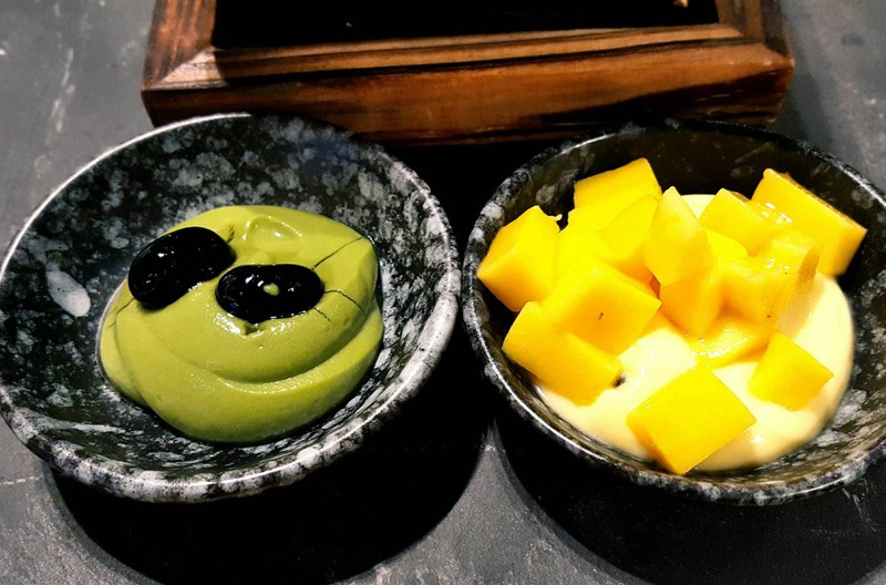 ครีมชาเขียวกับมะม่วงเสาวรส