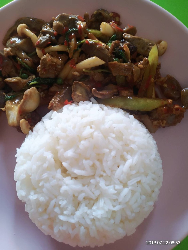 กะเพราเครื่องในรสชาติจัดจ้าน เห็นเยอะแบบนี้ราคานักเรียนมากจ๊ะ 😁😁