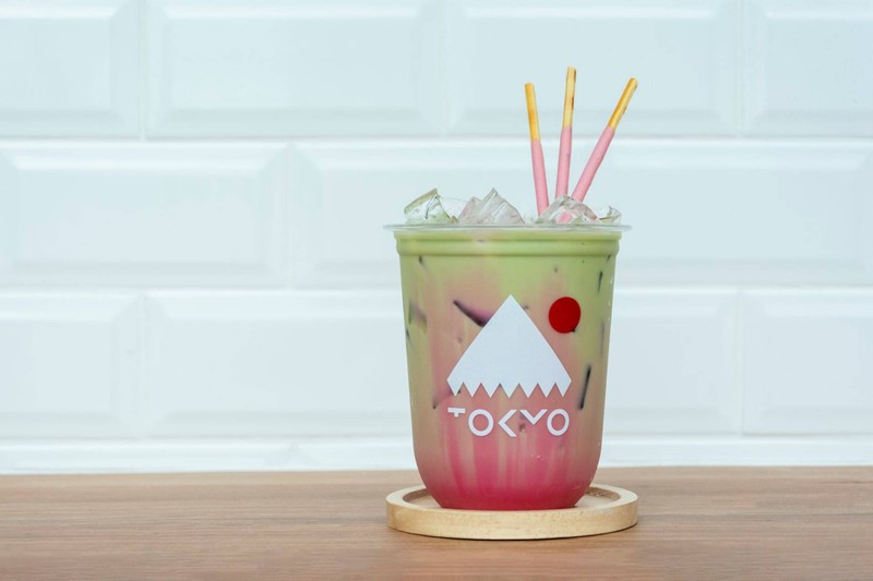MACHA LATTE + PINK MILK = TOKYO BOMB!!!