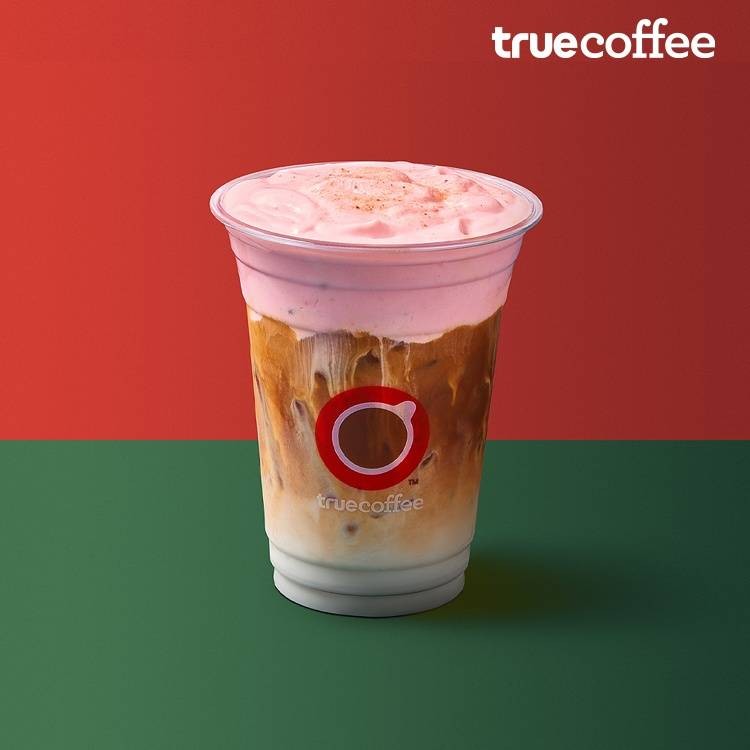 Iced pink salted caramel latte