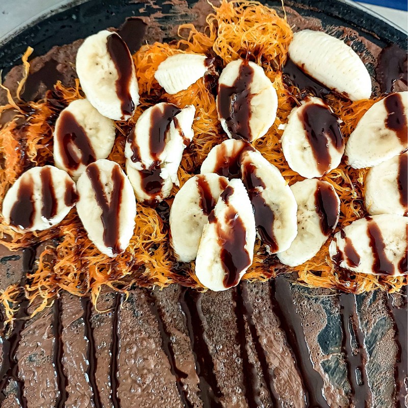 นูเทล่ากล้วยหอมฝอยทองแป้งชาโคล